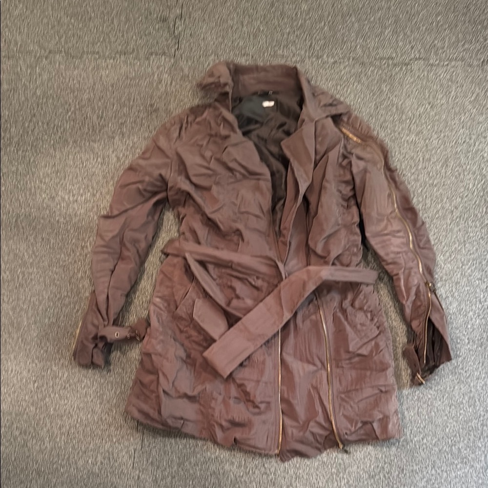 Double Zero Brown Trench Coat with Belted Waist